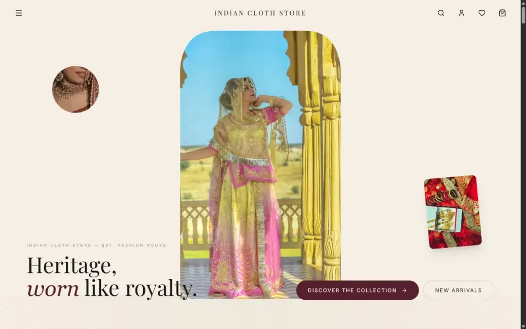 Indian Cloth Store project interface preview by Sati Tech