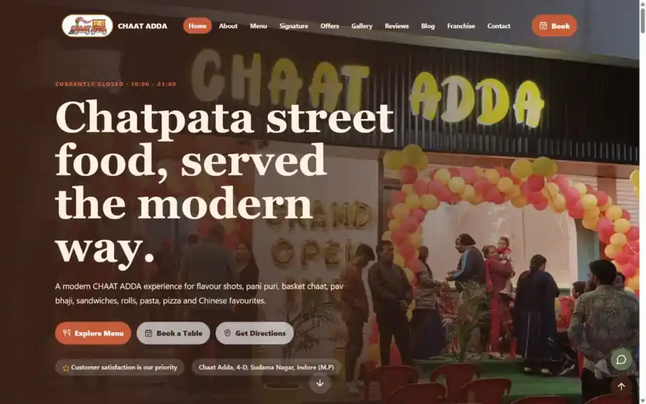 Chaat Adda Cafe project interface preview by Sati Tech