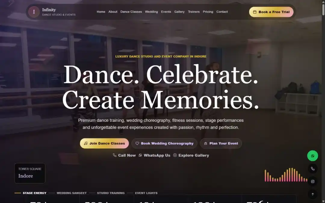 Infinity Dance Studio project interface preview by Sati Tech